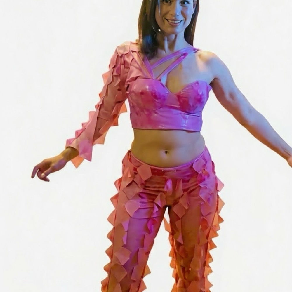Stylish Pink Women's Jumpsuit PERFORMANCE Latin dance, dance